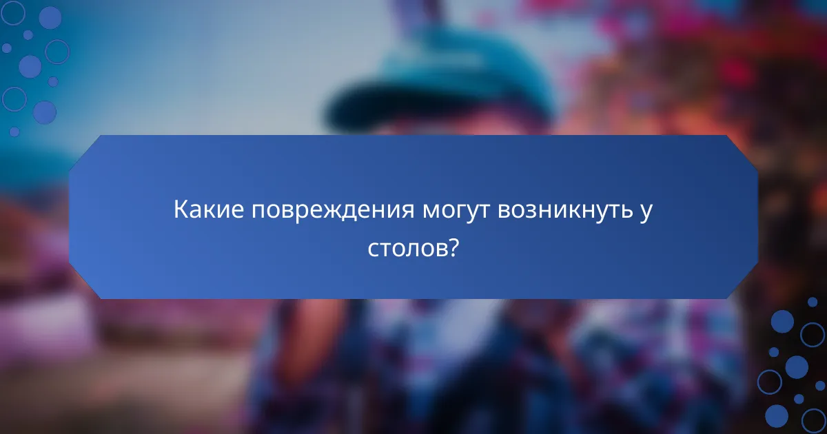 Какие повреждения могут возникнуть у столов?